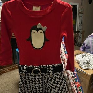 Wonderkids Red and Black Penguin Dress